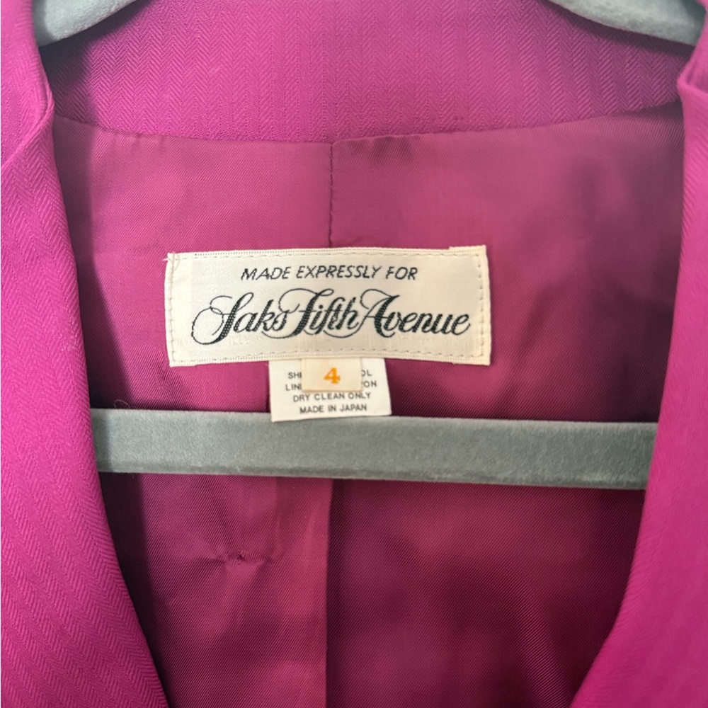 VTG Saks Fifth Avenue Cropped Wool Blazer โ Magenta โ Size 4 - Picture 6 of 8